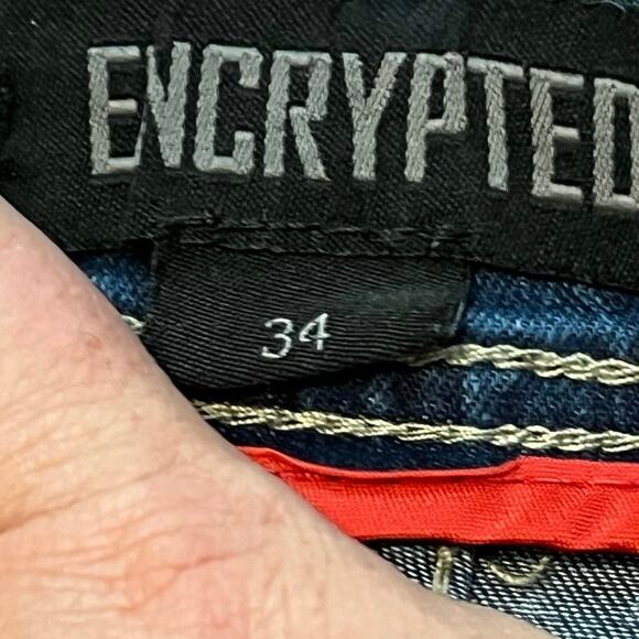 Encrypted Men’s Graffiti Acid Wash Denim Shorts Size 34 Jorts Mushroom Urban - Picture 5 of 8